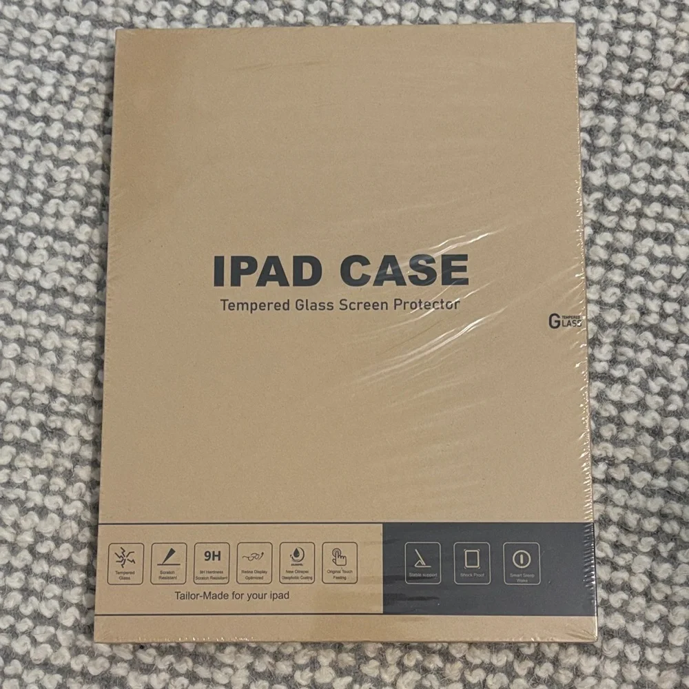 iPad Case Tempered Glass Screen Protector - Black